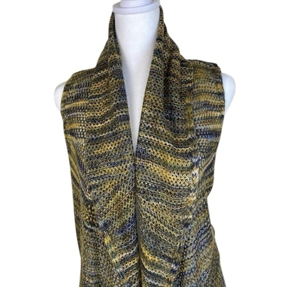 New Directions Boho Open Knit Crochet Waterfall Vest Duster Piratecore Indie L - Picture 4 of 16